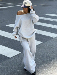 Abelone | Women's Oversized Pockets Tracksuit Set in Gray