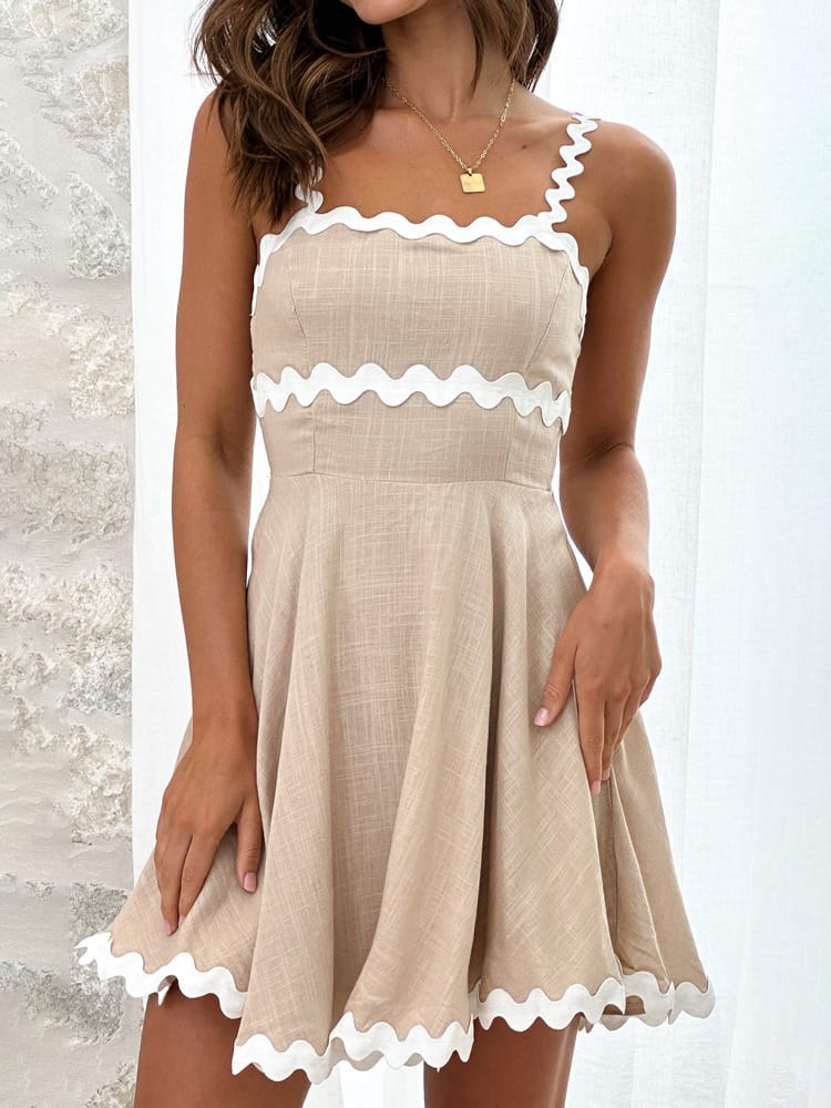 Acacia | Women's Striped Mini Sundress in Beige