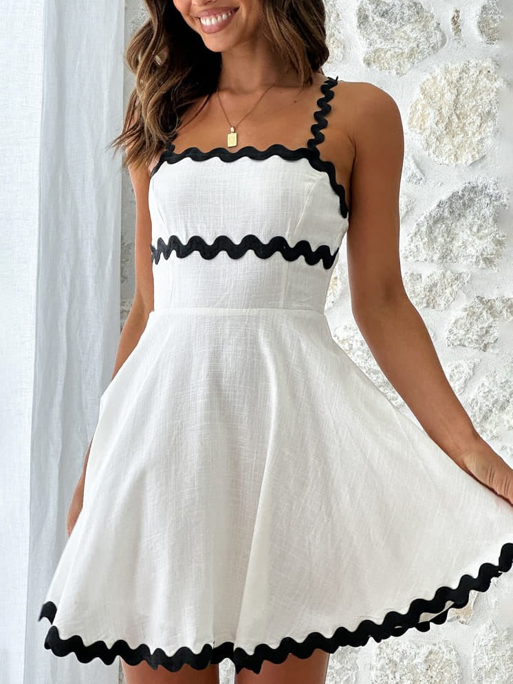 Acacia | Women's Striped Mini Sundress in White