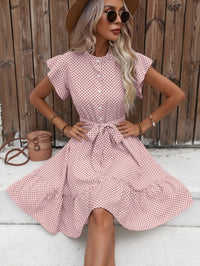 Adalind | Women's Tiered Belted Mini Sundress in Pink