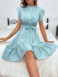 Adalind | Women's Tiered Belted Mini Sundress in Sky Blue