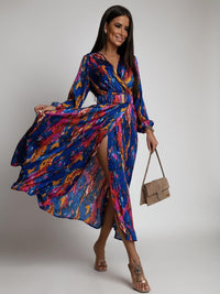Adalmina | Women's Belted Maxi Dress in Blue