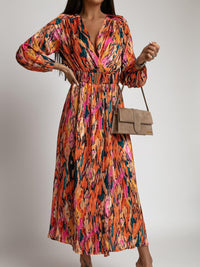 Adalmina | Women's Belted Maxi Dress in Orange