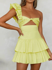 Adelheid | Women's Tiered Sweetheart Mini Sundress in Yellow