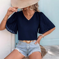 Adoria | Women's V-Neck Short Sleeve Elegant Top