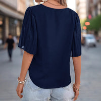 Adoria | Women's V-Neck Short Sleeve Elegant Top