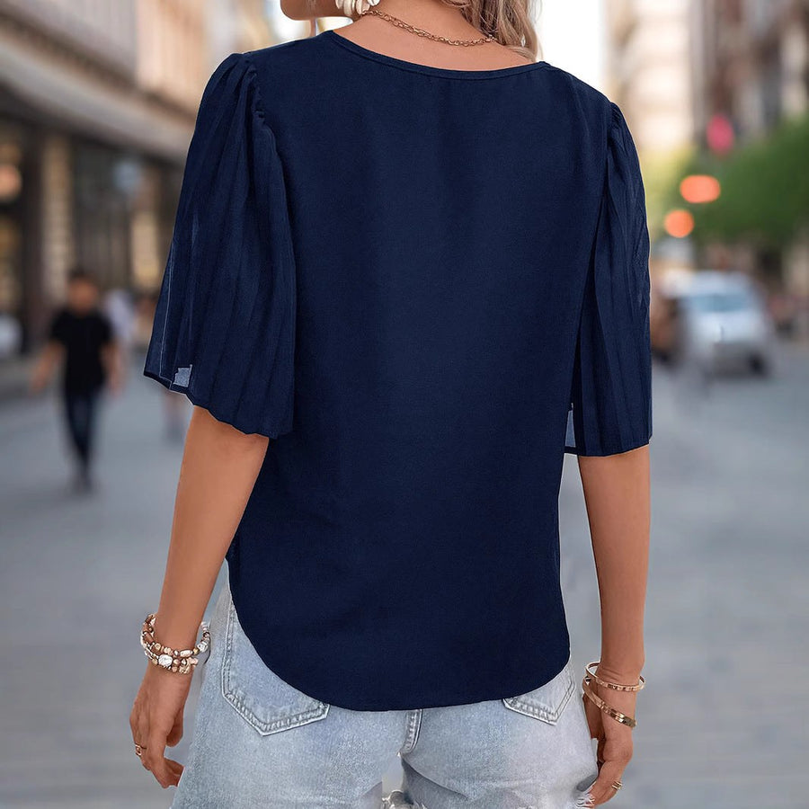 Adoria | Women's V-Neck Short Sleeve Elegant Top