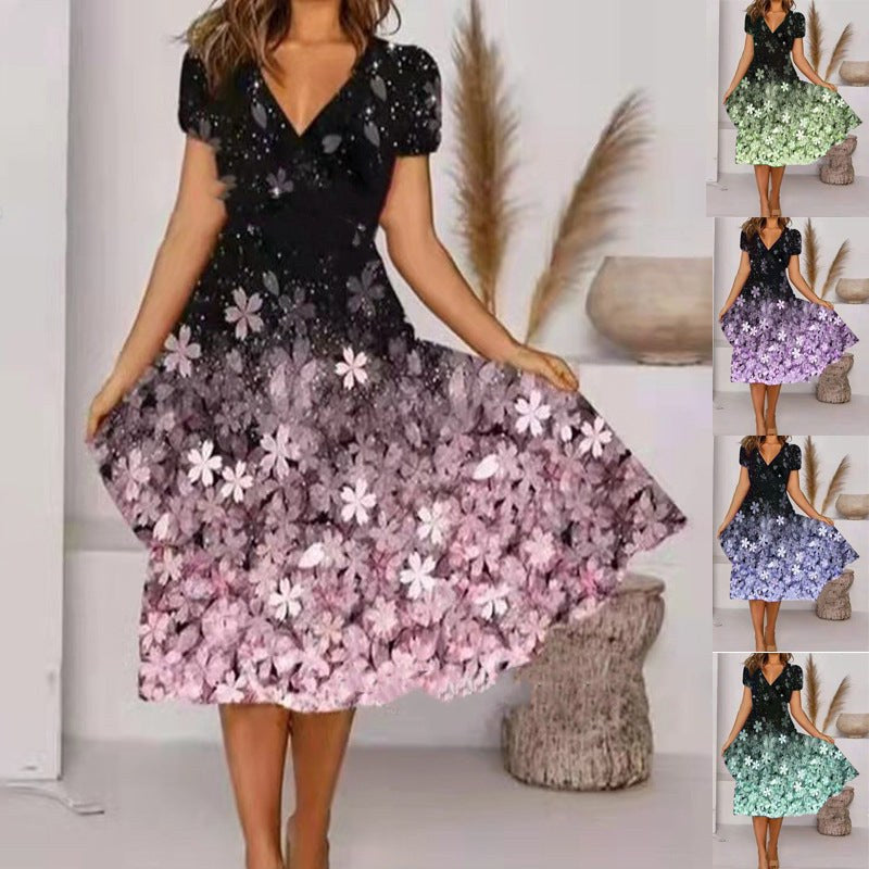Adriana | Women's V-Neck Floral Summer Dress