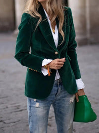 Adriana | Women's Single Button Tailored Blazer in Dark Green