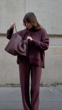Adriane | Women's Long Sleeve Top Wide Leg Pants Outfit Set