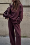 Adriane | Women's Long Sleeve Top Wide Leg Pants Outfit Set