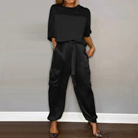 Agata | Women's Utility Pocket Pants Outfit Set in Black