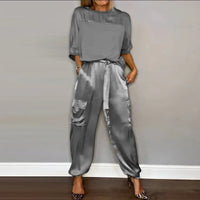 Agata | Women's Utility Pocket Pants Outfit Set in Gray