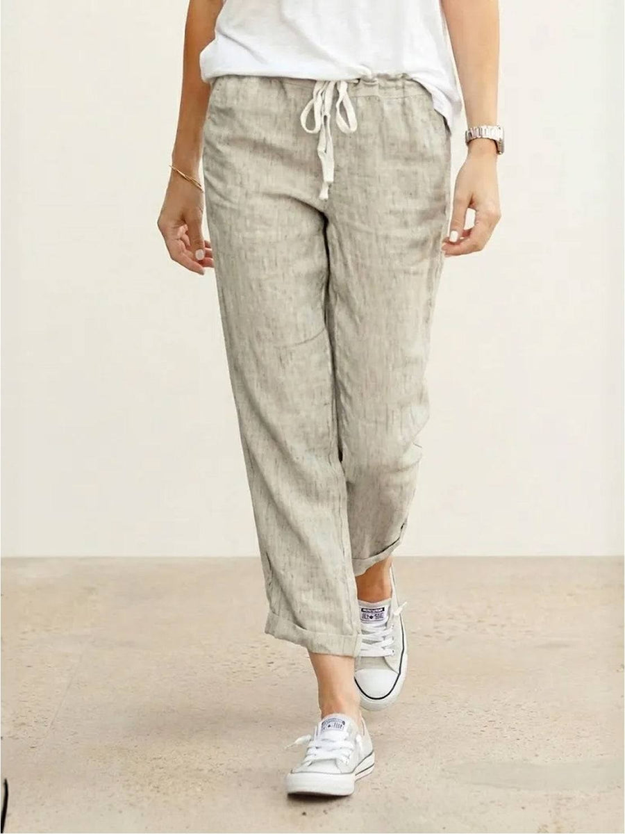 Aglaia | Women's Drawstring Slim Fit Pants in Apricot
