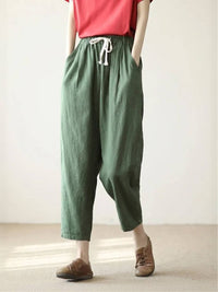 Aglaia | Women's Drawstring Slim Fit Pants in Army Green
