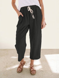 Aglaia | Women's Drawstring Slim Fit Pants in Black