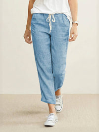 Aglaia | Women's Drawstring Slim Fit Pants in Light Blue