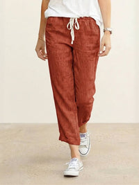 Aglaia | Women's Drawstring Slim Fit Pants in Rust