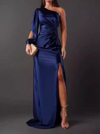Agnes | Women's Asymmetric Elegant Evening Dress in Dark Blue