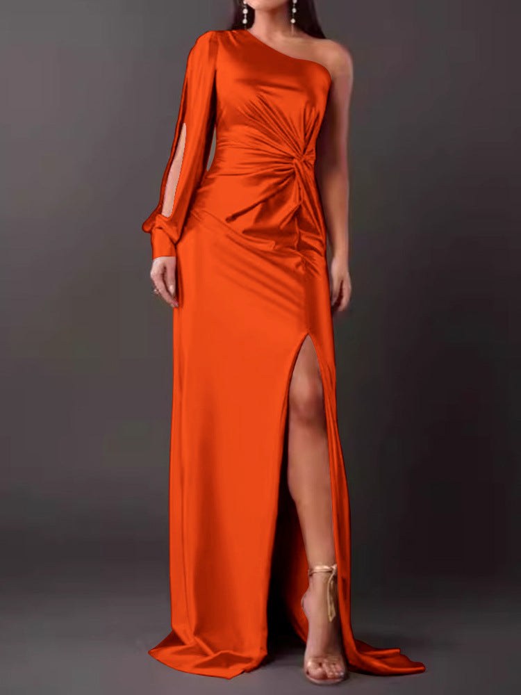 Agnes | Women's Asymmetric Elegant Evening Dress in Orange