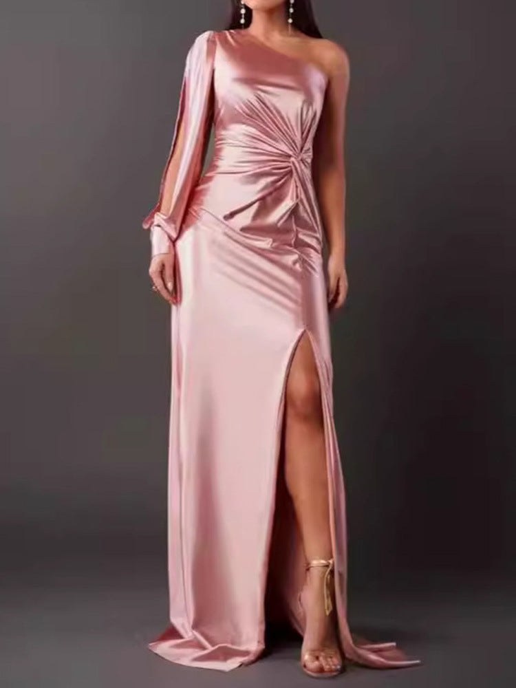 Agnes | Women's Asymmetric Elegant Evening Dress in Pink