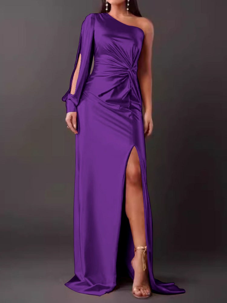 Agnes | Women's Asymmetric Elegant Evening Dress in Purple