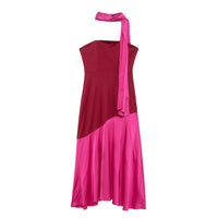 Aida | Women's Asymmetric Elegant Evening Dress in Purpur Red