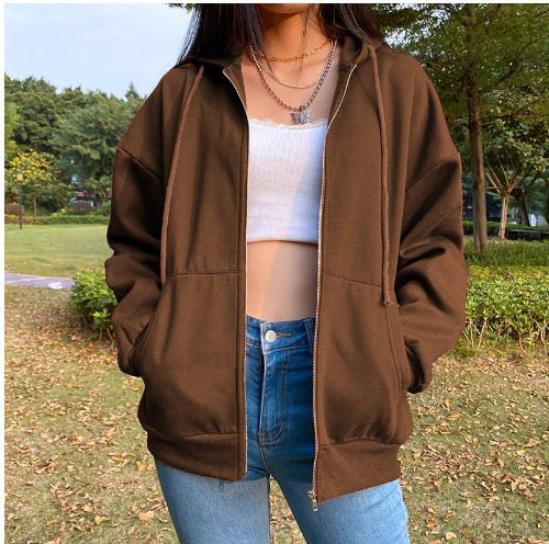 Aileen | Women's Pockets Hooded Comfortable Casual Jacket in Brown