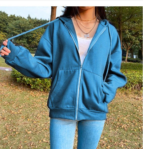 Aileen | Women's Pockets Hooded Comfortable Casual Jacket in Sky Blue