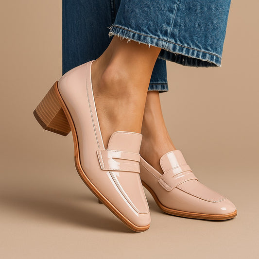 Aileen | Women's Closed-Toe Slip-On Block Heels in Blush