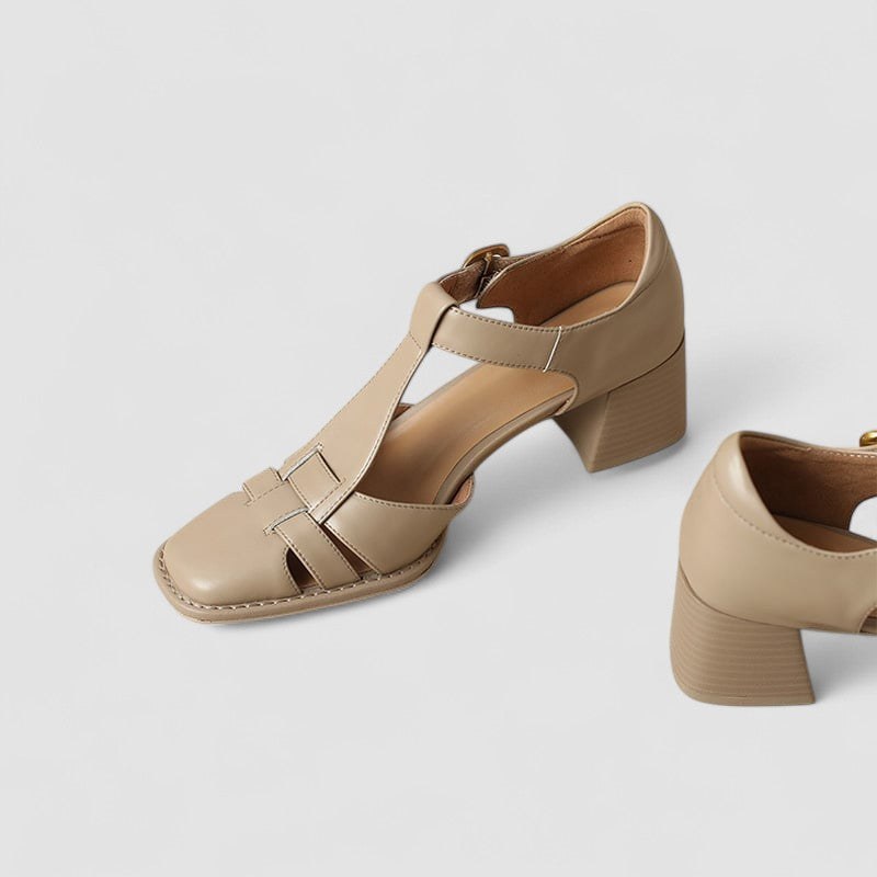 Aimee | Women's Closed Toe T-Strap Block Heels
