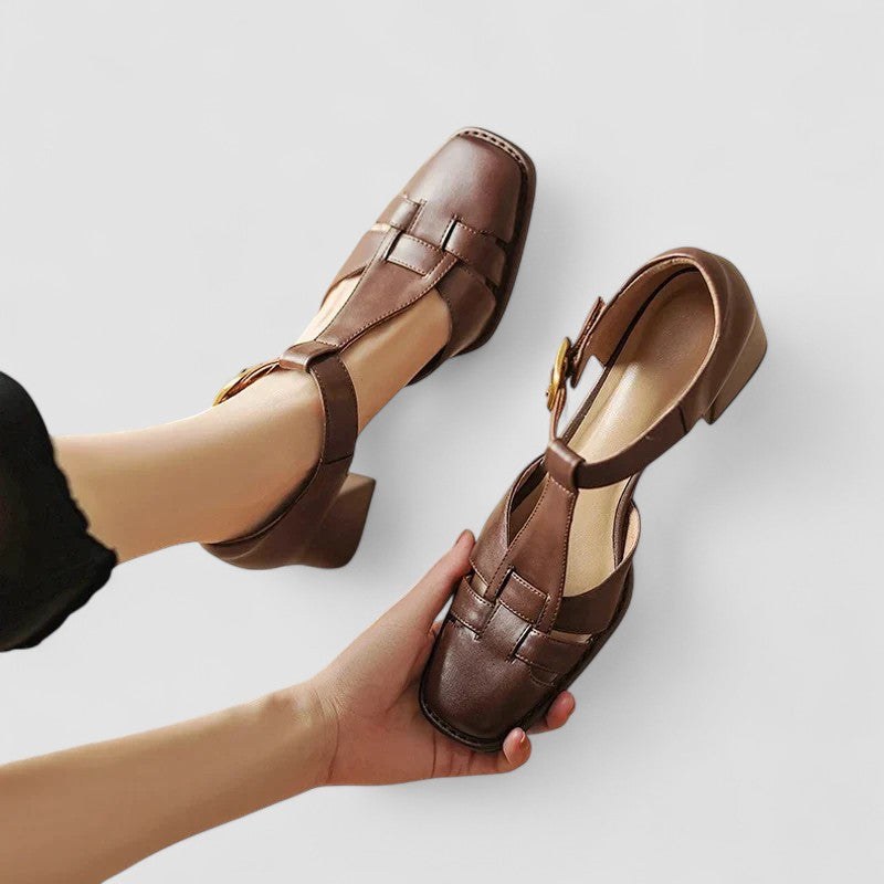 Aimee | Women's Closed Toe T-Strap Block Heels