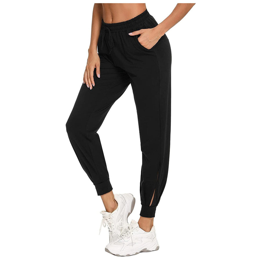 Aimee | Women's Elastic Waist Pockets Comfortable Pants – Dress Pants in Black