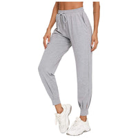 Aimee | Women's Elastic Waist Pockets Comfortable Pants – Dress Pants in Light Gray