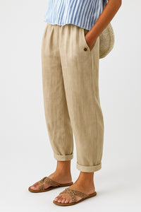 Alaia | Women's High Waist Tailored Pants in Beige