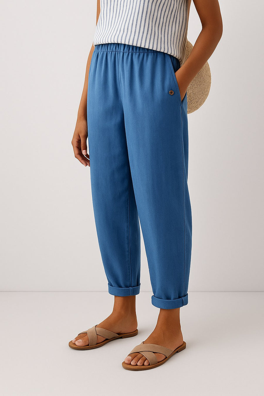 Alaia | Women's High Waist Tailored Pants in Blue