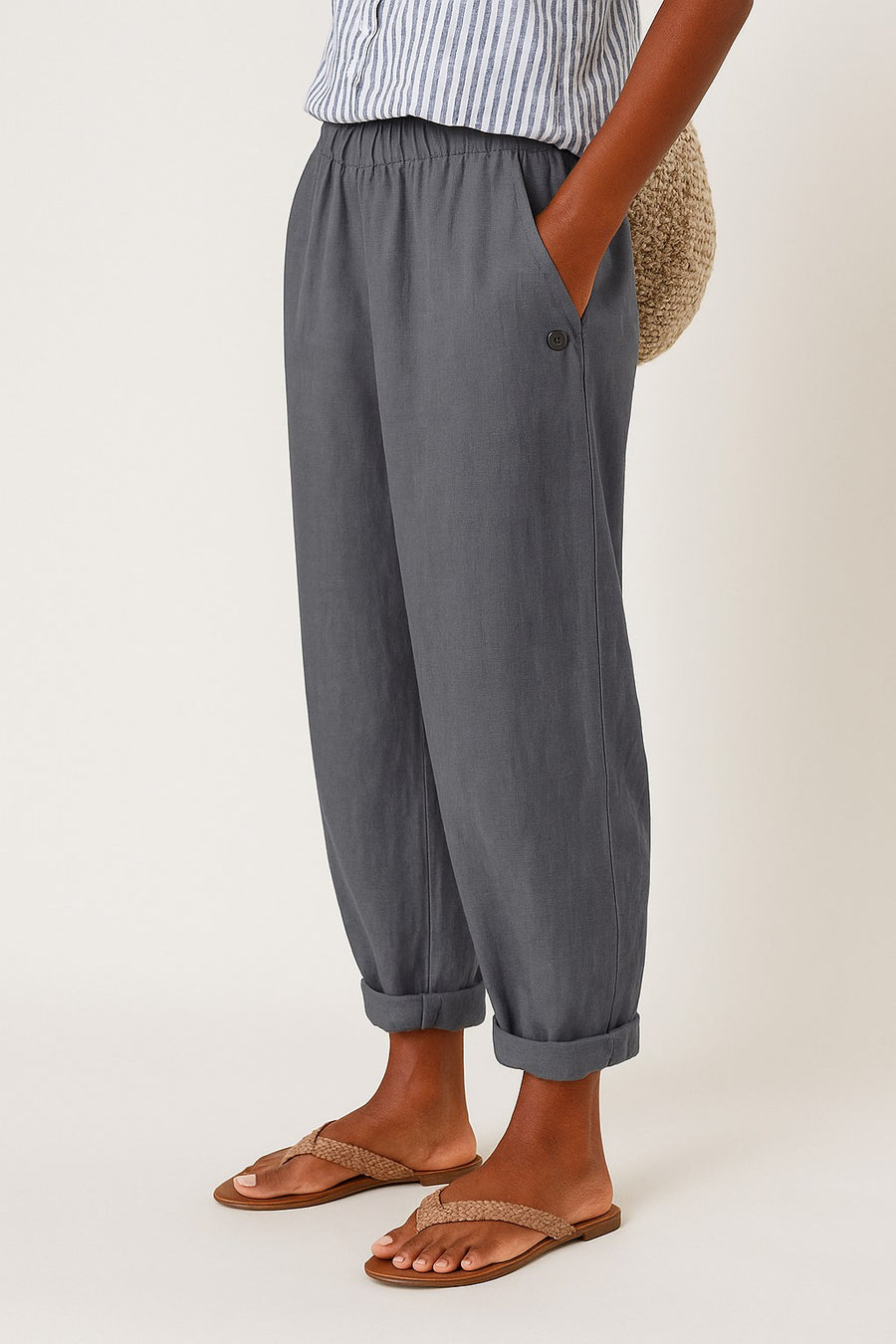 Alaia | Women's High Waist Tailored Pants in Gray