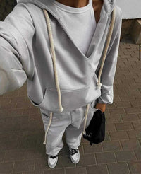 Alaia | Women's Pockets Hooded Two-Piece Set in Light Gray