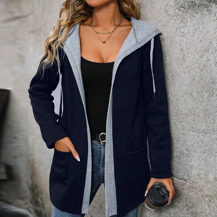 Alana | Women's Pockets Hooded Comfortable Knit Cardigan in Dark Blue