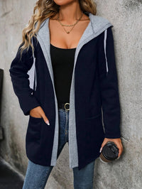 Alana | Women's Pockets Hooded Comfortable Knit Cardigan in Dark Blue
