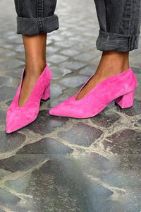 Alana | Women's Pointed Closed Toe Block Heels in Fuschia