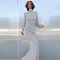 Alarice | Women's Bodycon Elegant Maxi Dress in Gray