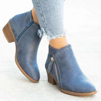 Alba | Women's Ankle Block Heel Side Zip Boots