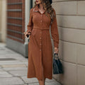 Aldegonde | Women's Waist Belt Belted Elegant Maxi Dress
