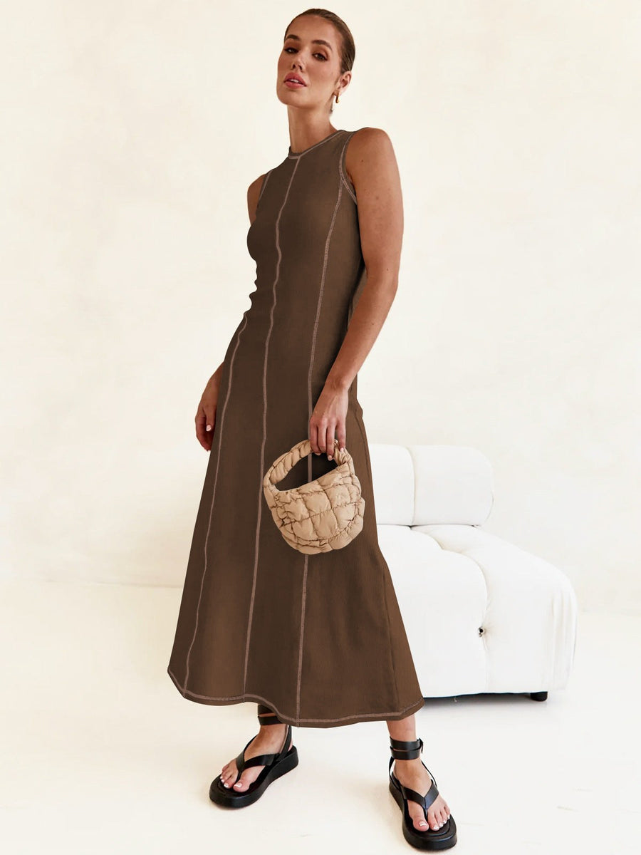 Alessandra | Women's Elegant Maxi Dress in Coffee