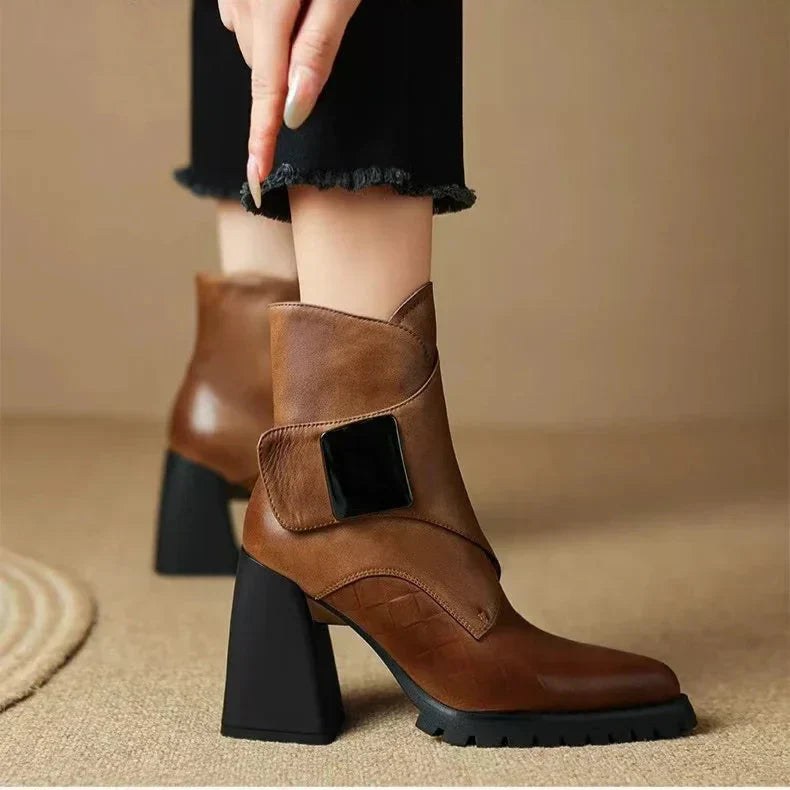 Alessia | Women's Ankle Block Heel With Strap Detail Boots