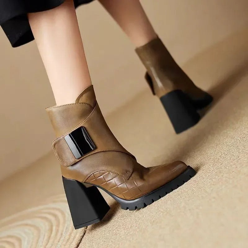 Alessia | Women's Ankle Block Heel With Strap Detail Boots