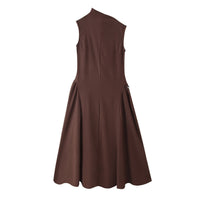 Alessia | Women's Asymmetric Sleeveless Elegant Evening Dress in Brown