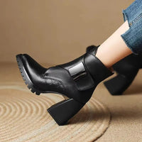 Alessia | Women's Ankle Block Heel With Strap Detail Boots in Black