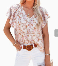 Alessia | Women's V-Neck Floral Blouse in Red